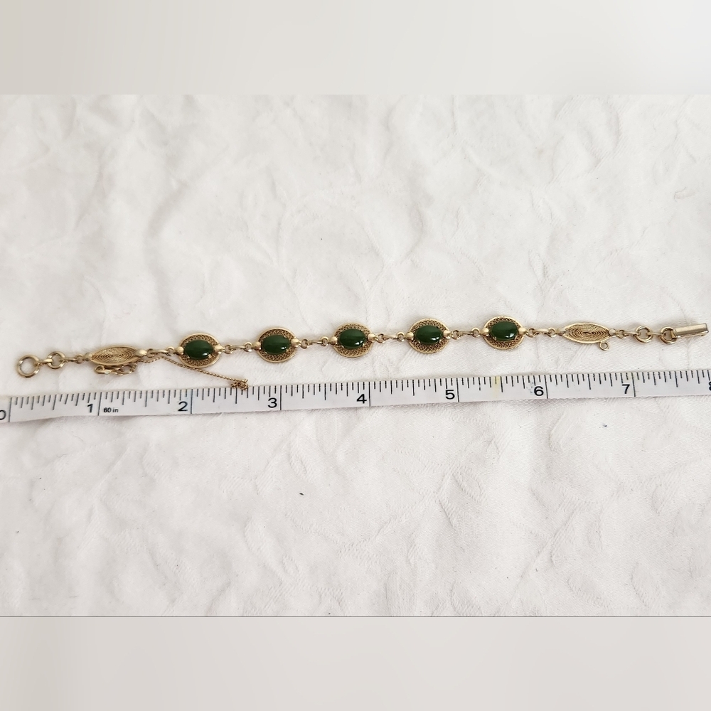 Vintage Jade Filigree Bracelet - Picture 5 of 5
